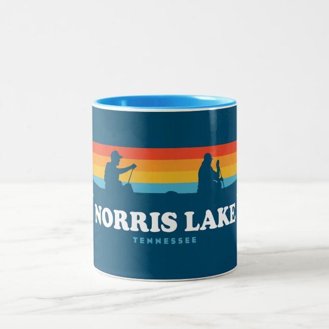 Norris Lake Tennessee Canoe Two-Tone Coffee Mug (Center)