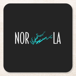 Norris Lake Tennessee Cyan Shoreline Graphic Art Square Paper Coaster