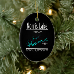 Norris Lake Tennessee Map Coordinates Ceramic Tree Decoration