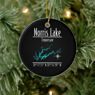 Norris Lake Tennessee Map Coordinates Ceramic Tree Decoration