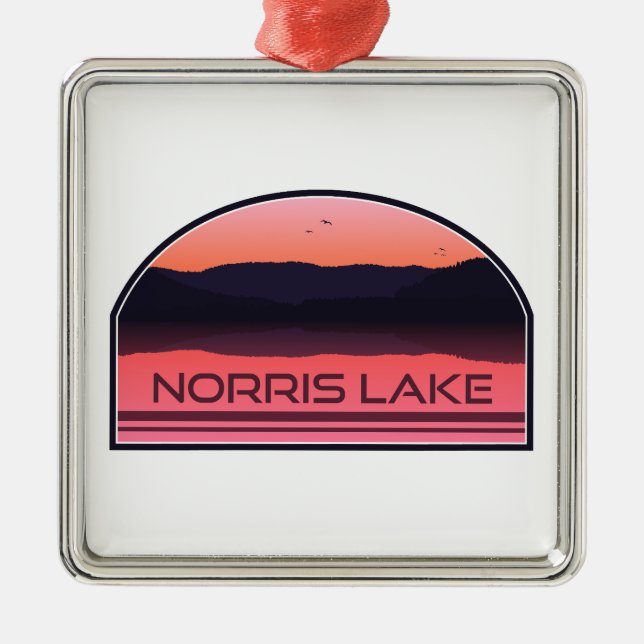 Norris Lake Tennessee Red Sunrise Metal Tree Decoration (Front)