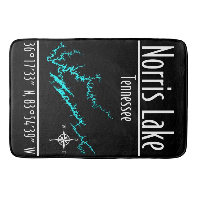 Norris Lake Tennessee Shoreline Map Coordinates Bath Mat (Front)