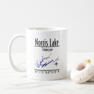 Norris Lake Tennessee Shoreline Map Coordinates Coffee Mug