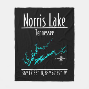 Norris Lake Tennessee Shoreline Map Coordinates Fleece Blanket