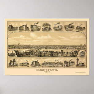 Norristown, PA Panoramic Map - 1881 Poster