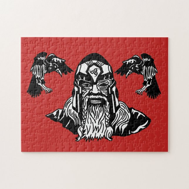 Norse God Odin with his Ravens Jigsaw Puzzle (Horizontal)