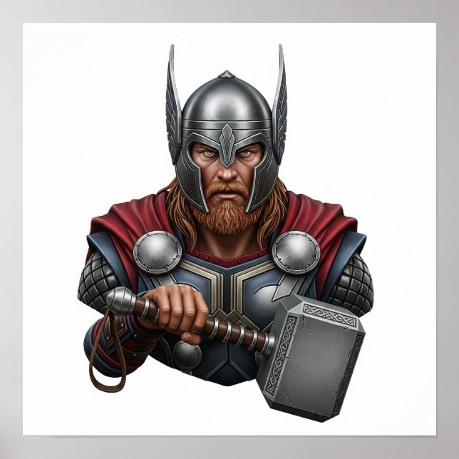 Norse God Thor Portrait Poster (Front)