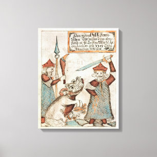 Norse god Tyr losing his hand to the bound wolf Canvas Print