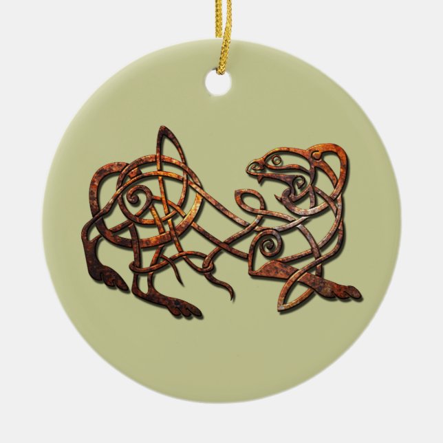 Norse Lion Ceramic Tree Decoration (Front)