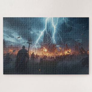 Norse Mythology Battle Scene Jigsaw Puzzle