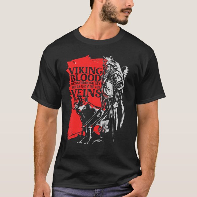 Norse Mythology Nordic Viking Blood Runs Through M T-Shirt (Front)