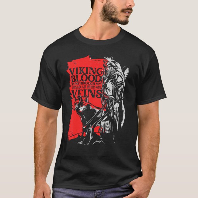 Norse Mythology Nordic Viking Blood Runs Through M T-Shirt (Front)