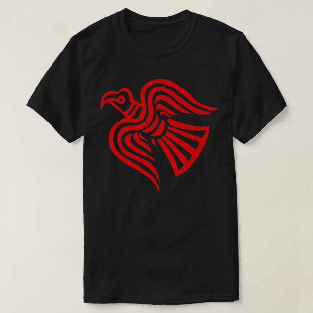 NORSE RAVEN VIKING RAGNAR RED RAVEN BANNER ODIN T-Shirt (Design Front)