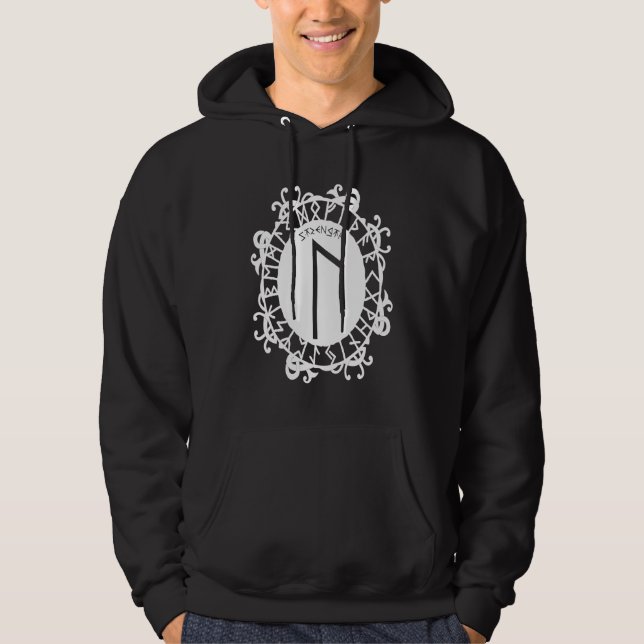 Norse Rune Strength URUZ Viking Rune Symbol Celtic Hoodie (Front)