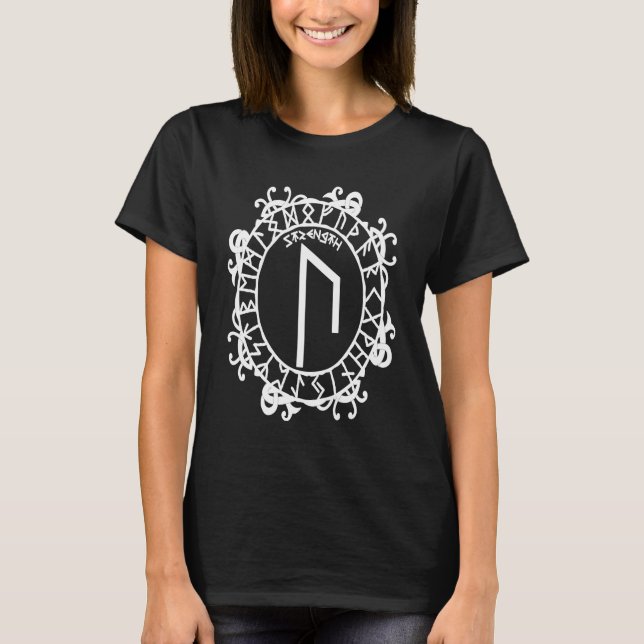 Norse Rune Strength URUZ Viking Rune Symbol Celtic T-Shirt (Front)