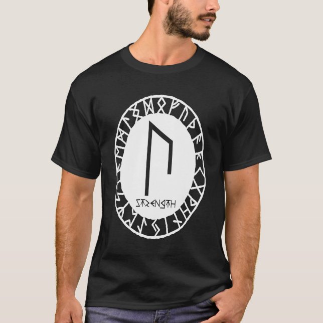 Norse Rune Strength URUZ Viking Rune Symbol Celtic T-Shirt (Front)