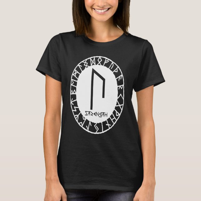 Norse Rune Strength URUZ Viking Rune Symbol Celtic T-Shirt (Front)