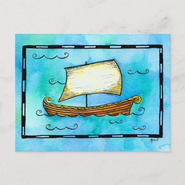 Norse Sailing Ship Postcard (Front)