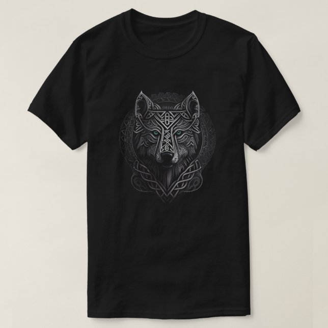 Norse Style Viking Wolf Tattoo Wildlife Animal V91 T-Shirt (Design Front)