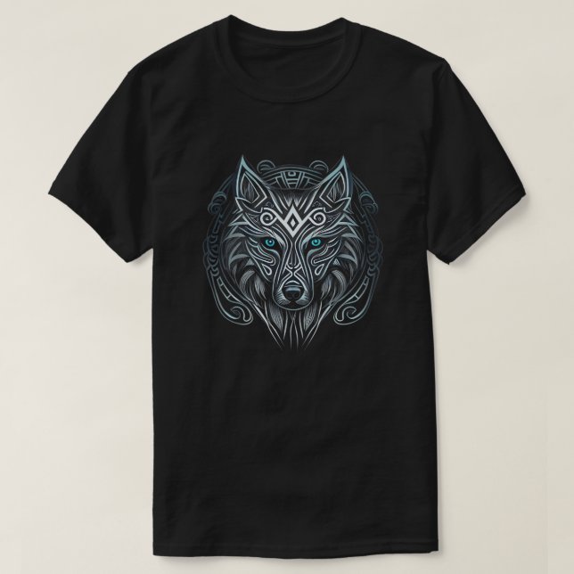 Norse Style Viking Wolf Tattoo Wildlife Animal (V. T-Shirt (Design Front)