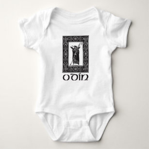 Norse vikgin God odin with spear and ravens Baby Bodysuit