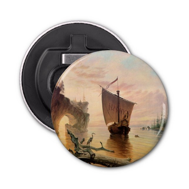 Norse Viking Boat Ship Bottle Opener Magnet (Front)