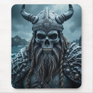 Norse Viking Poster with Horned Helmet Mouse Mat