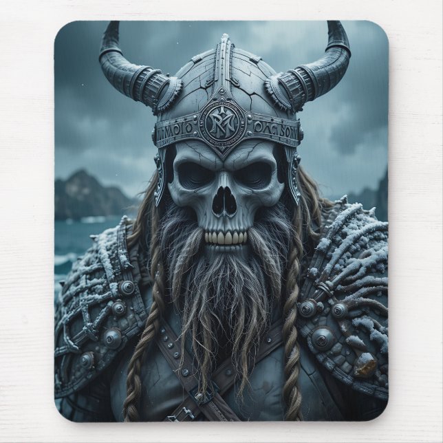 Norse Viking Poster with Horned Helmet Mouse Mat (Front)
