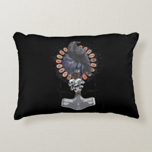 Norse Viking Raven Hammer Decorative Cushion