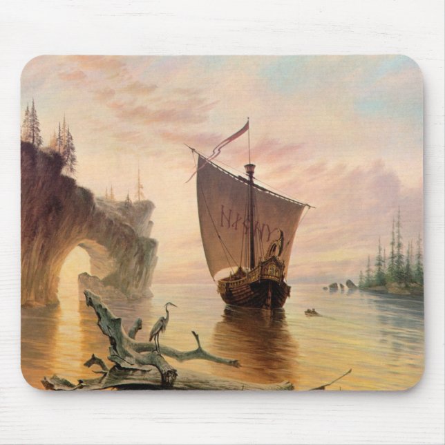 Norse Viking Ship Fantasy Art Mouse Mat (Front)