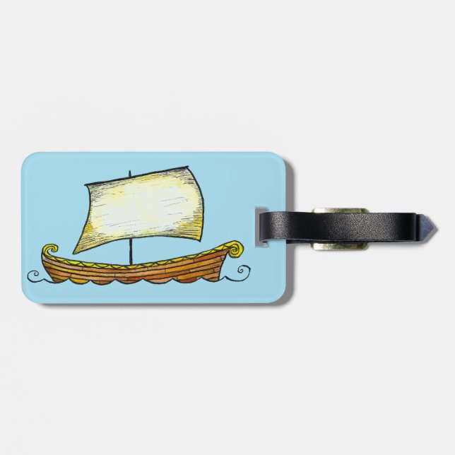 Norse Viking Ship Luggage Tag (Back Horizontal)