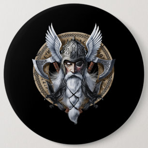 Norse Warrior God Odin 6 Cm Round Badge