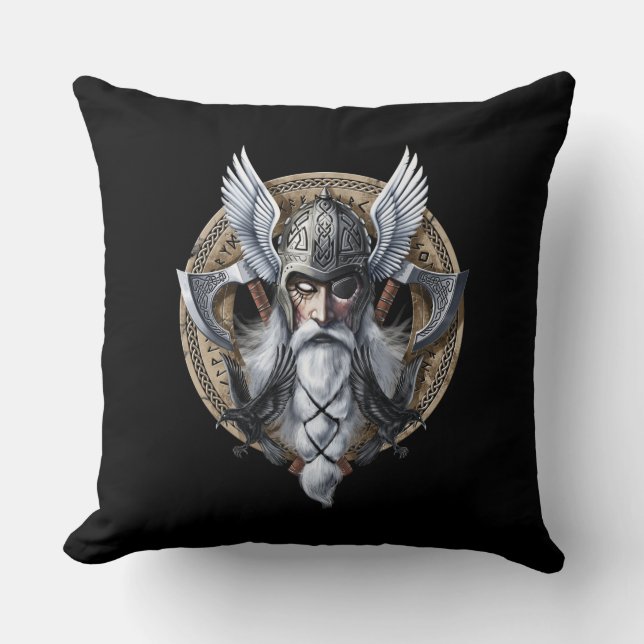 Norse Warrior God Odin Cushion (Front)