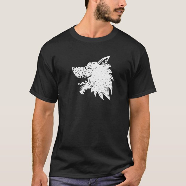 Norse Wolf Head Papercut Pattern Dog  Wolf Fans T-Shirt (Front)