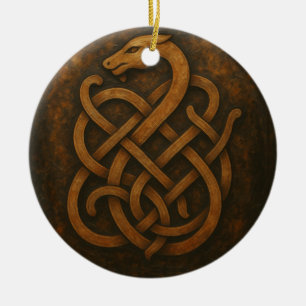 Norse Wolf Sigil – Viking Rune Art on Black Stone Ceramic Tree Decoration