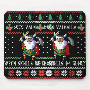 Norse Xmas Christmas Viking Deck Vhalla With Skull Mouse Mat