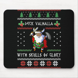 Norse Xmas Christmas Viking Deck Vhalla With Skull Mouse Mat