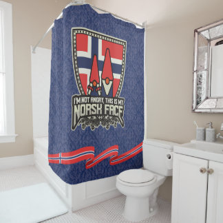 Norsk Face Blue Damask Shower Curtain