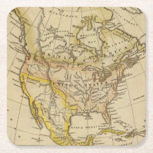 North America 10 2 Square Paper Coaster