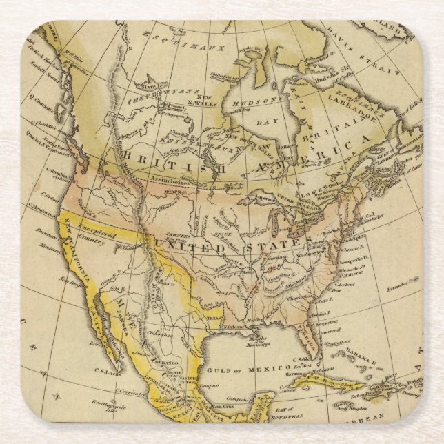 North America 10 2 Square Paper Coaster (Front)