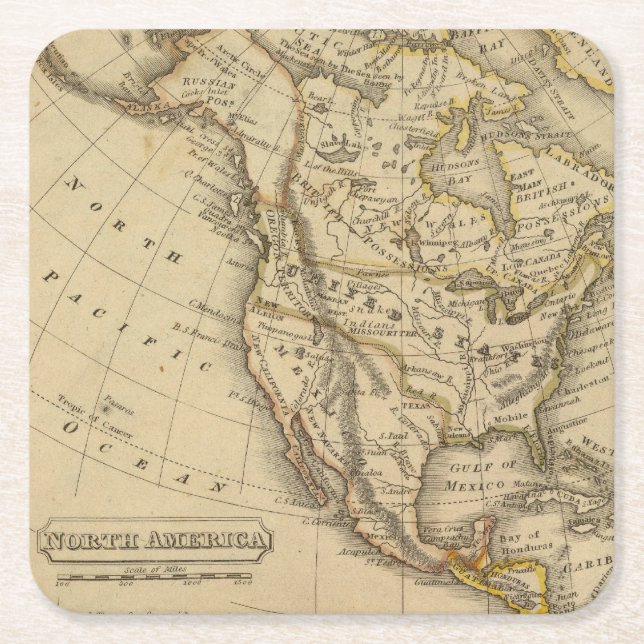 North America 10 Square Paper Coaster (Front)