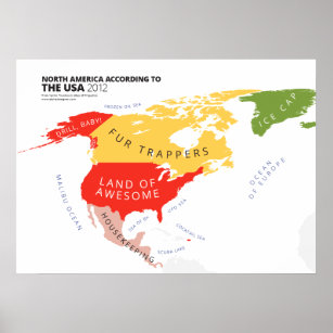 North America According to the USA Poster