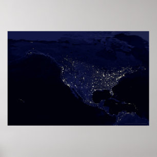 North America at Night 30x20 (24x16) Poster