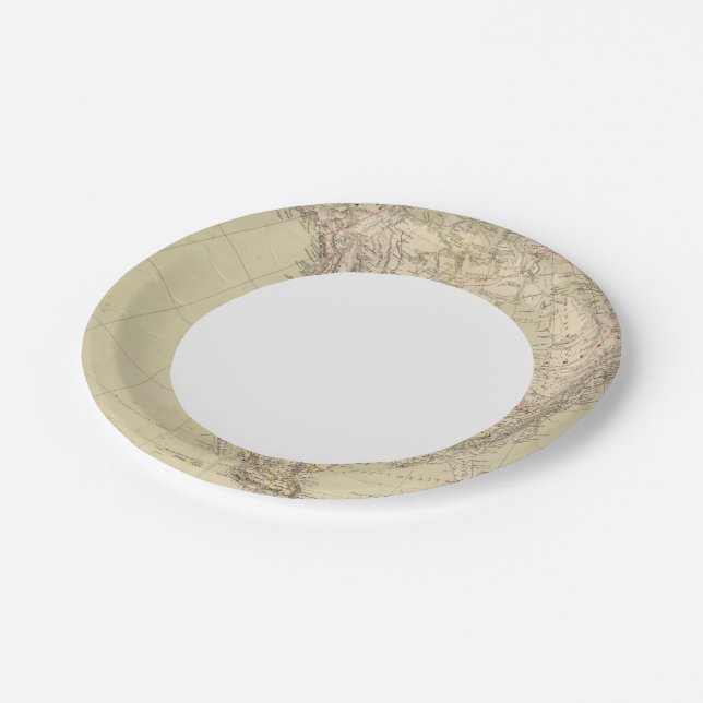 North America Atlas Map showing Indian tribes Paper Plate (Angled)