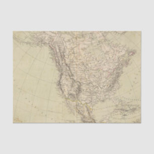 North America Atlas Map showing Indian tribes Tissue Paper