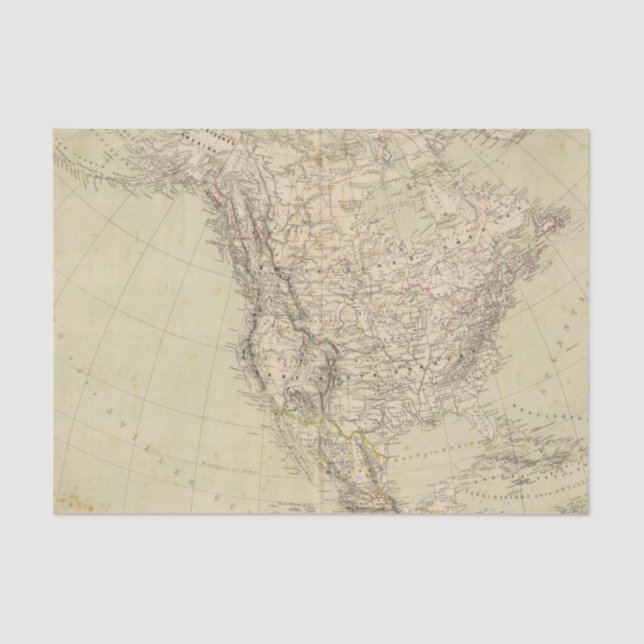 North America Atlas Map showing Indian tribes Tissue Paper (Front)