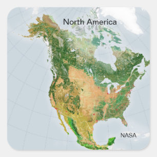 North America by NASA Satellite Photo Square Sticker