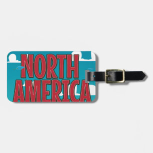 North america cartoon travel poster art. luggage tag