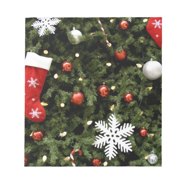 North America. Christmas decorations on tree. 2 Notepad (Front)