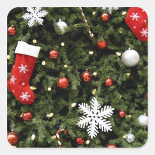 North America. Christmas decorations on tree. 2 Square Sticker